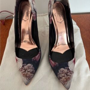 Ted Baker Floral Heels - Black and Cream